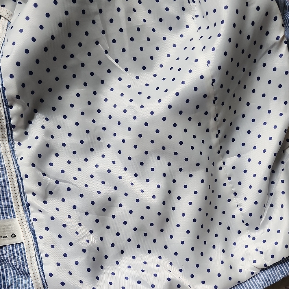 GAP Blue and White Striped Blazer with Polka Dot Lining - Picture 7 of 7